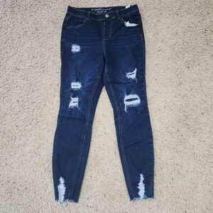 Maurices Dark Blue Distressed Skinny Jeans